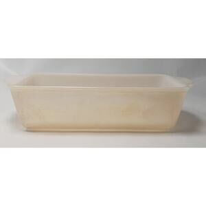 Vtg Anchor Hocking Fire King Peach Luster Loaf Bread Pan Milk Glass #409 1Qt